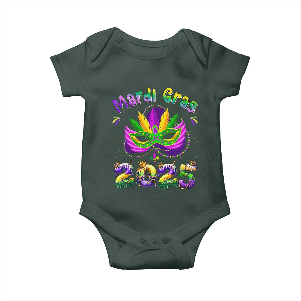 Happy Mardi Gras 2025 Baby Onesie Masquerade Mask Carnival New Orleans Trip
