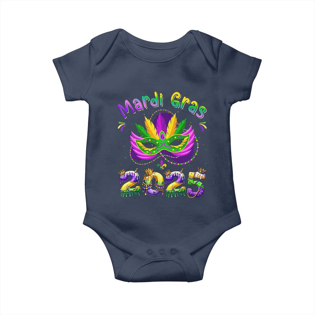 Happy Mardi Gras 2025 Baby Onesie Masquerade Mask Carnival New Orleans Trip