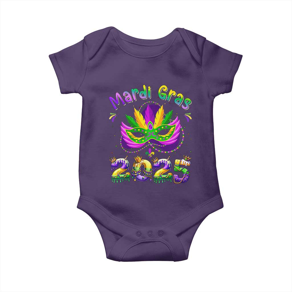 Happy Mardi Gras 2025 Baby Onesie Masquerade Mask Carnival New Orleans Trip