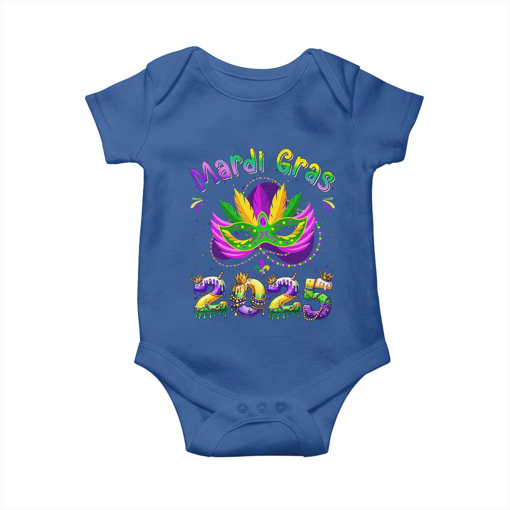 Happy Mardi Gras 2025 Baby Onesie Masquerade Mask Carnival New Orleans Trip