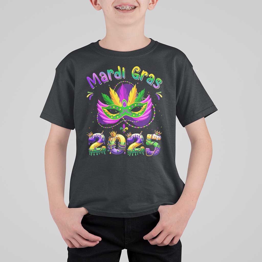Happy Mardi Gras 2025 T Shirt For Kid Masquerade Mask Carnival New Orleans Trip