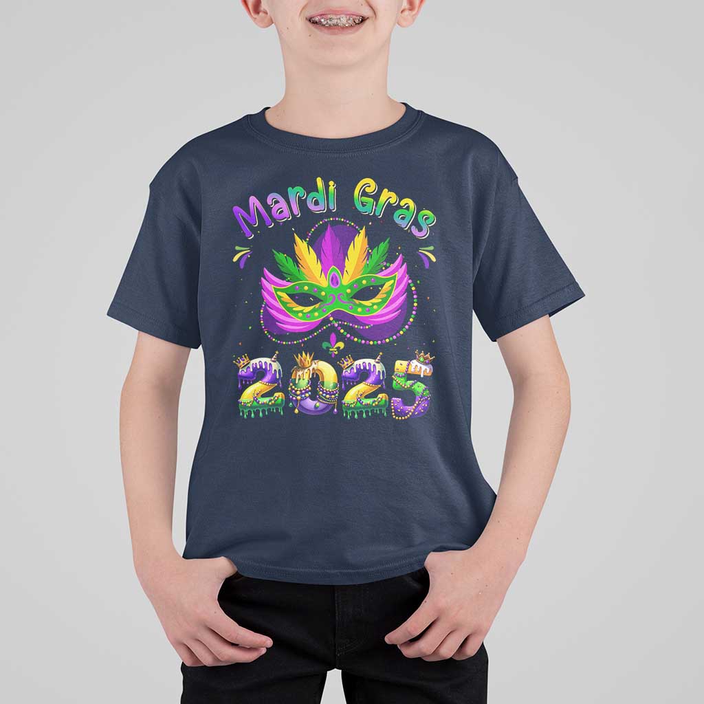 Happy Mardi Gras 2025 T Shirt For Kid Masquerade Mask Carnival New Orleans Trip