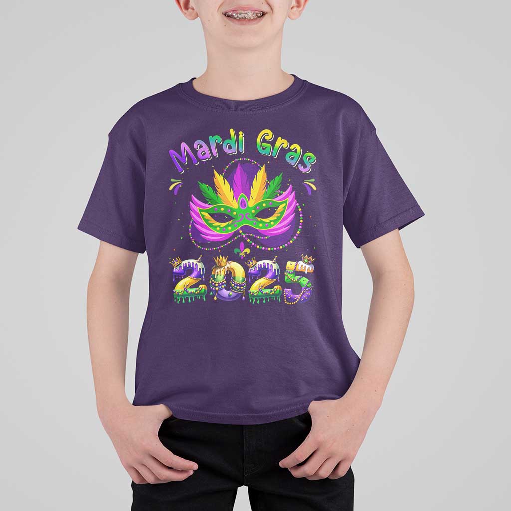 Happy Mardi Gras 2025 T Shirt For Kid Masquerade Mask Carnival New Orleans Trip