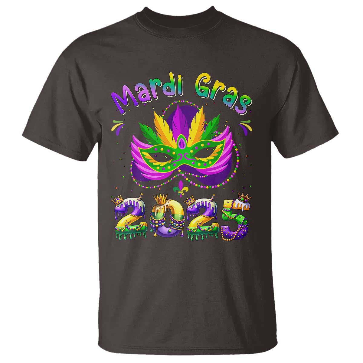 Happy Mardi Gras 2025 T Shirt Masquerade Mask Carnival New Orleans Trip