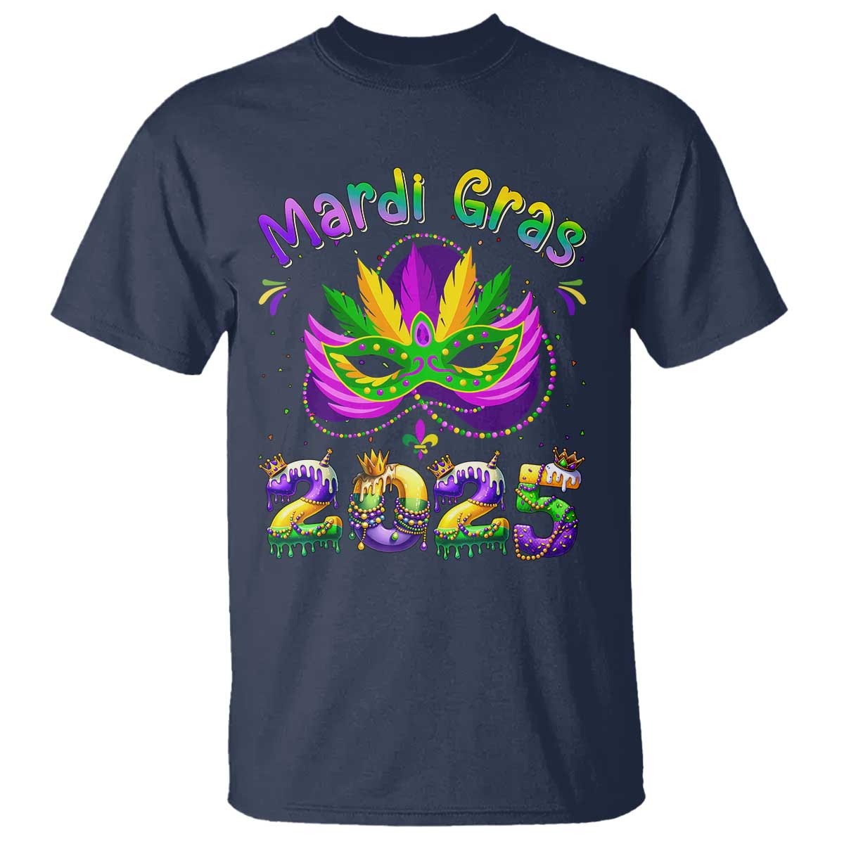 Happy Mardi Gras 2025 T Shirt Masquerade Mask Carnival New Orleans Trip