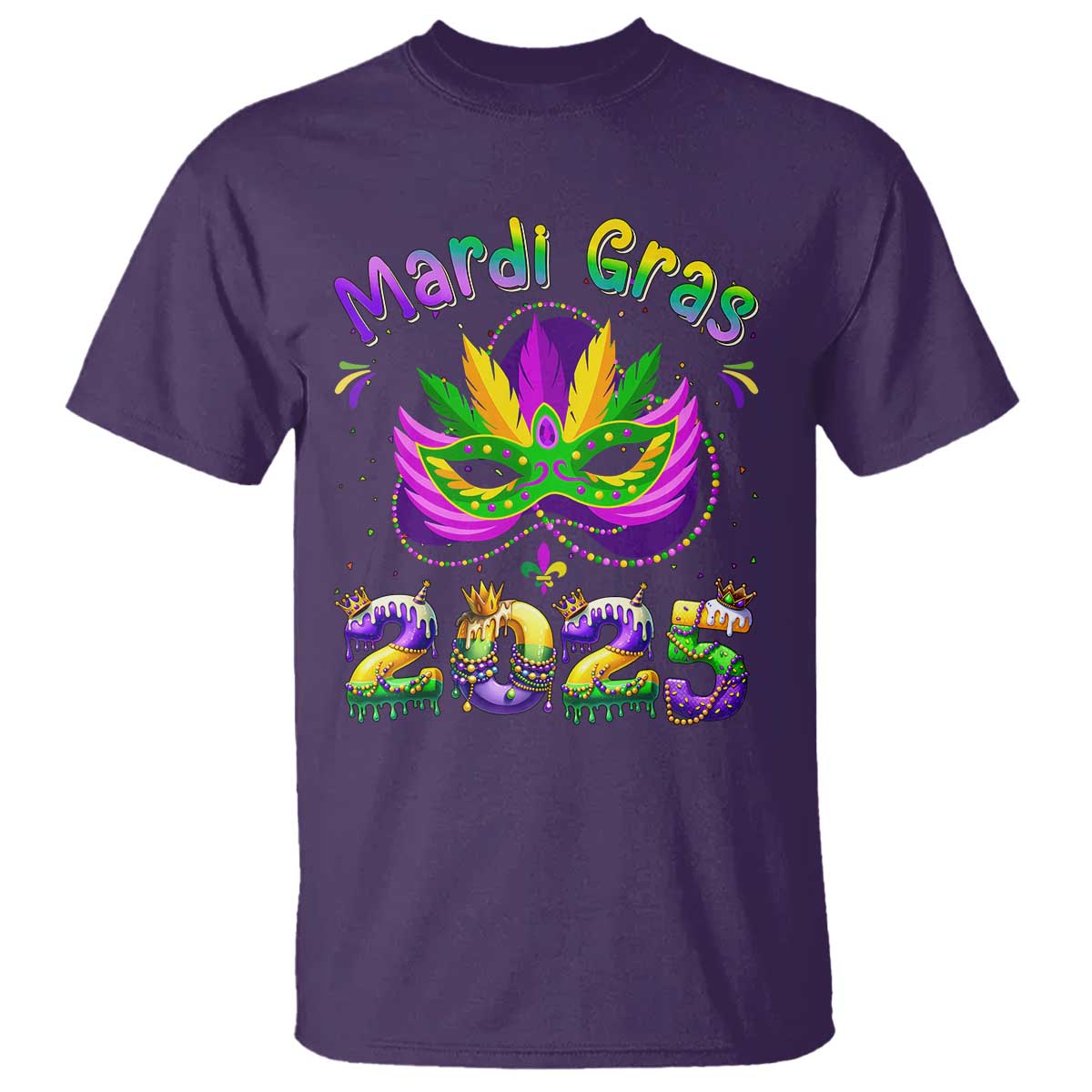 Happy Mardi Gras 2025 T Shirt Masquerade Mask Carnival New Orleans Trip
