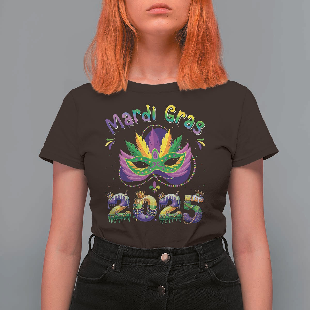 Happy Mardi Gras 2025 T Shirt For Women Masquerade Mask Carnival New Orleans Trip
