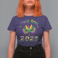 Happy Mardi Gras 2025 T Shirt For Women Masquerade Mask Carnival New Orleans Trip
