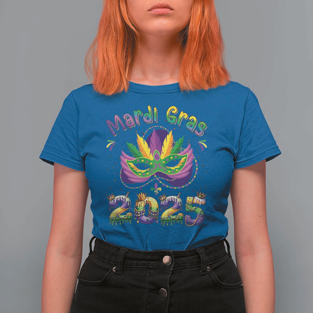 Happy Mardi Gras 2025 T Shirt For Women Masquerade Mask Carnival New Orleans Trip