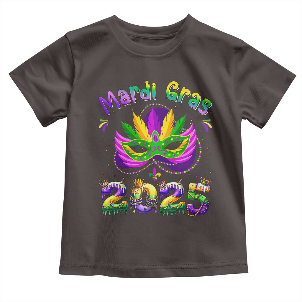 Happy Mardi Gras 2025 Toddler T Shirt Masquerade Mask Carnival New Orleans Trip