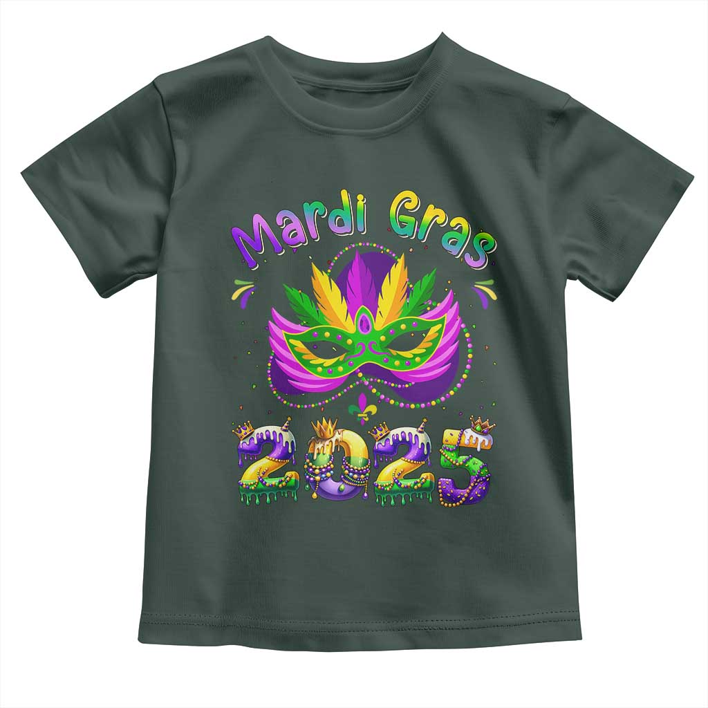 Happy Mardi Gras 2025 Toddler T Shirt Masquerade Mask Carnival New Orleans Trip