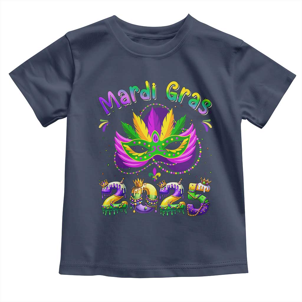 Happy Mardi Gras 2025 Toddler T Shirt Masquerade Mask Carnival New Orleans Trip