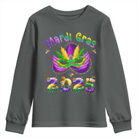 Happy Mardi Gras 2025 Youth Sweatshirt Masquerade Mask Carnival New Orleans Trip