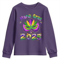 Happy Mardi Gras 2025 Youth Sweatshirt Masquerade Mask Carnival New Orleans Trip