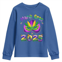 Happy Mardi Gras 2025 Youth Sweatshirt Masquerade Mask Carnival New Orleans Trip