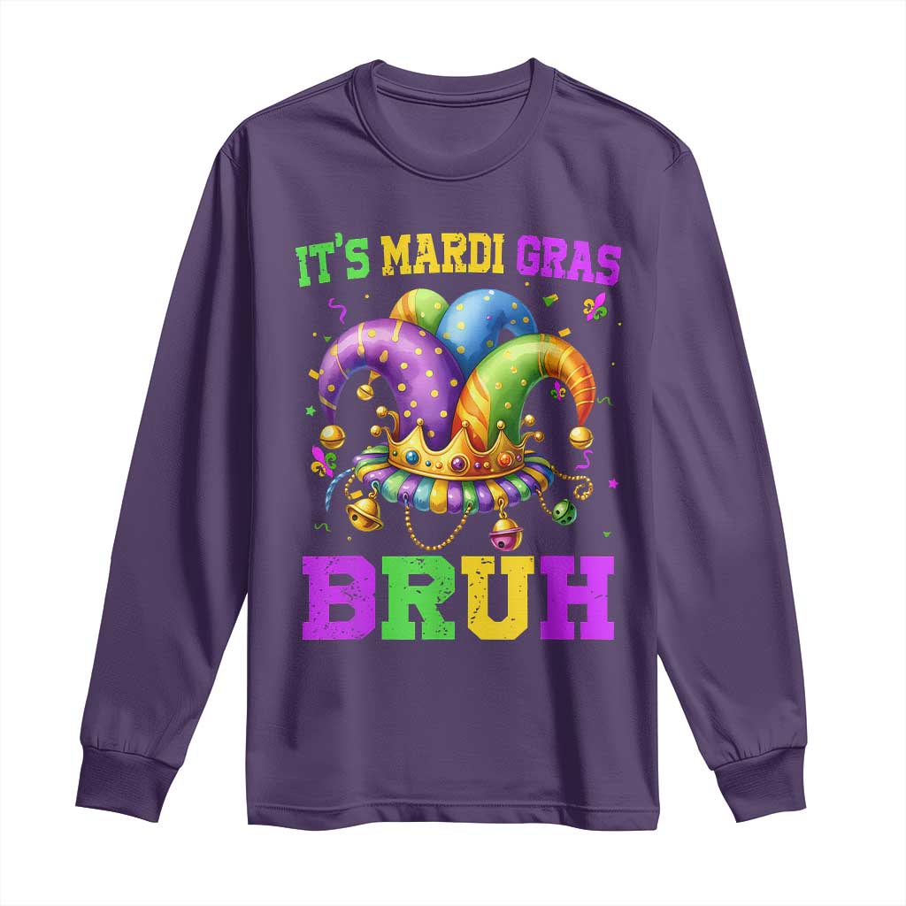 Bruh Mardi Gras Long Sleeve Shirt Jester Outfit Teens Boys Kids Mardi Gras