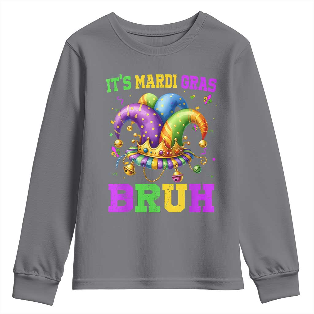 Bruh Mardi Gras Youth Sweatshirt Jester Outfit Teens Boys Kids Mardi Gras