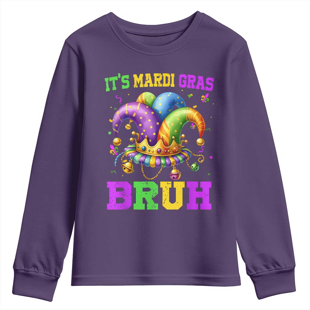 Bruh Mardi Gras Youth Sweatshirt Jester Outfit Teens Boys Kids Mardi Gras