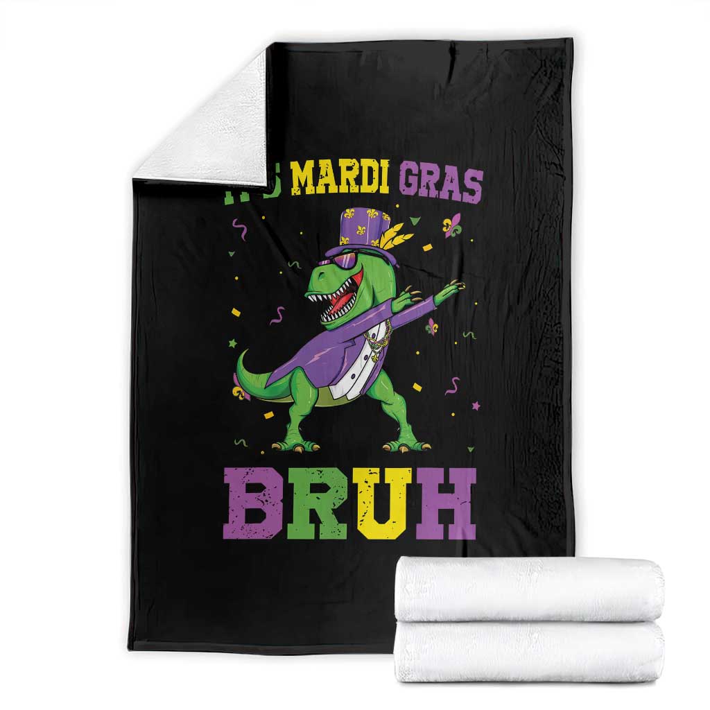Bruh Mardi Gras Throw Blanket Dinosaur Meme New Orleans Party Custume Beads - Wonder Print Shop