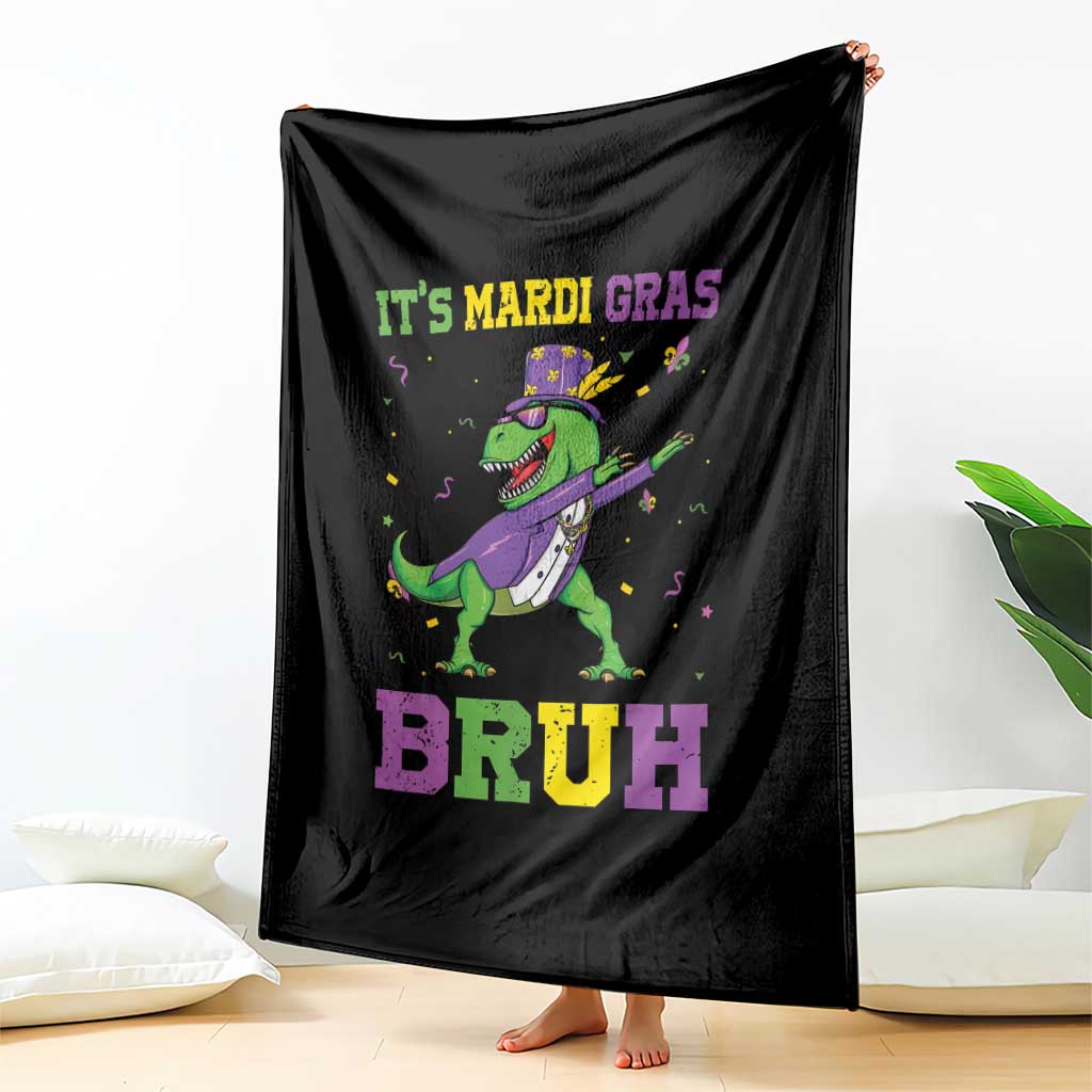 Bruh Mardi Gras Throw Blanket Dinosaur Meme New Orleans Party Custume Beads - Wonder Print Shop