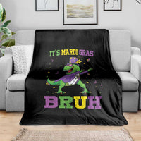 Bruh Mardi Gras Throw Blanket Dinosaur Meme New Orleans Party Custume Beads - Wonder Print Shop