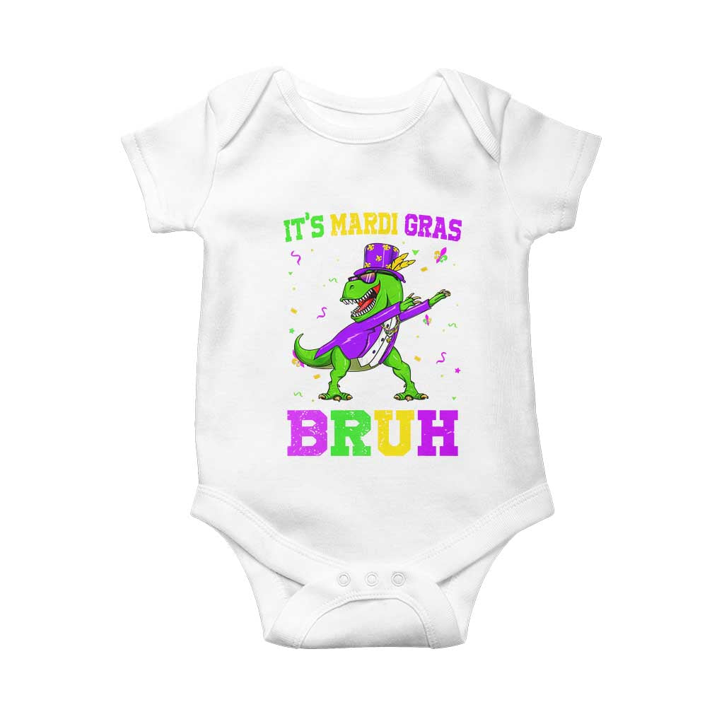 Bruh Mardi Gras Baby Onesie Dinosaur Meme New Orleans Party Custume Beads - Wonder Print Shop