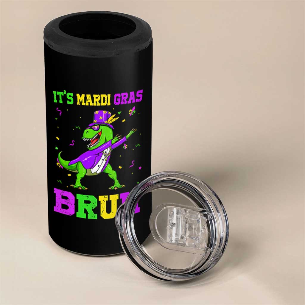 Bruh Mardi Gras 4 in 1 Can Cooler Tumbler Dinosaur Meme New Orleans Party Custume Beads - Wonder Print Shop