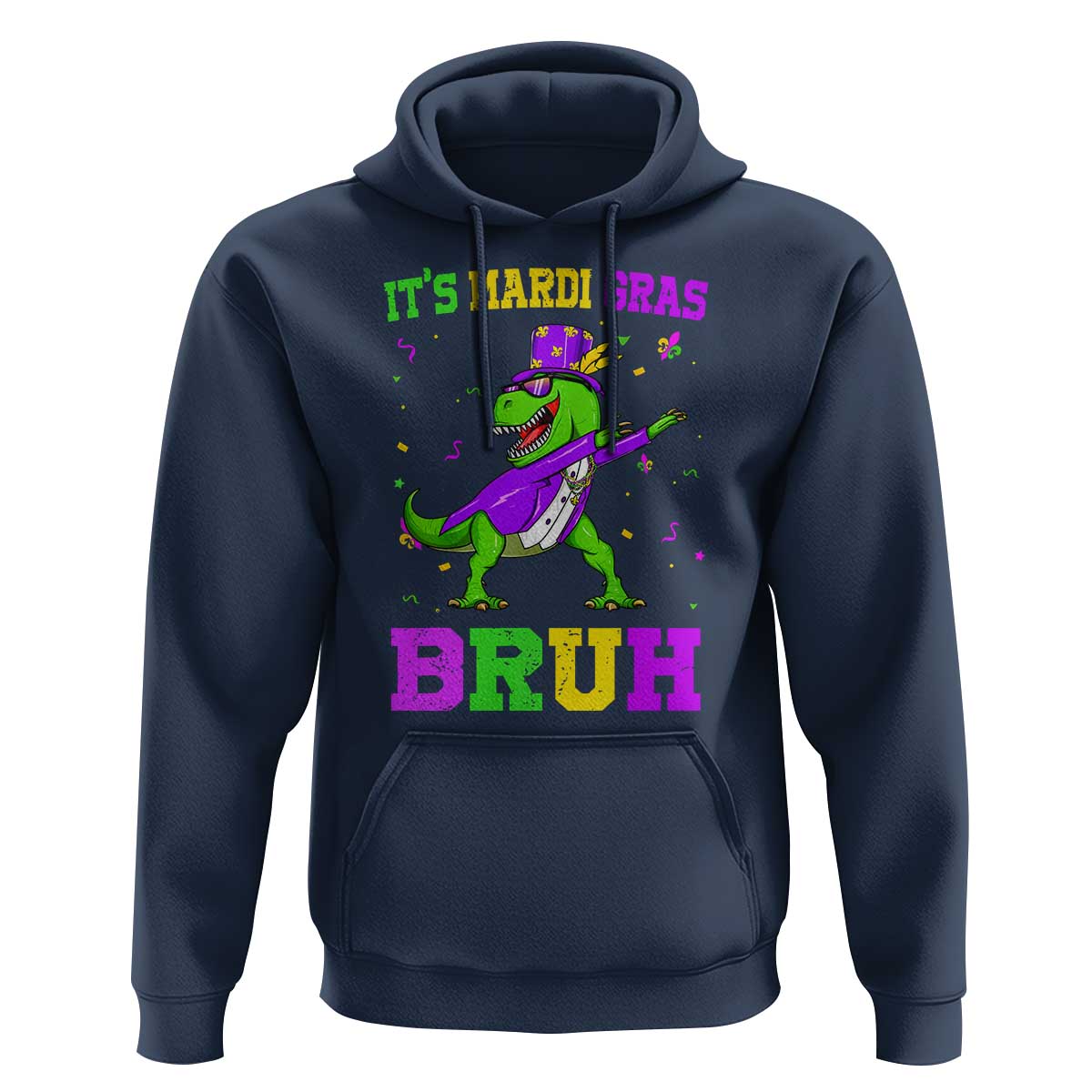 Bruh Mardi Gras Hoodie Dinosaur Meme New Orleans Party Custume Beads - Wonder Print Shop