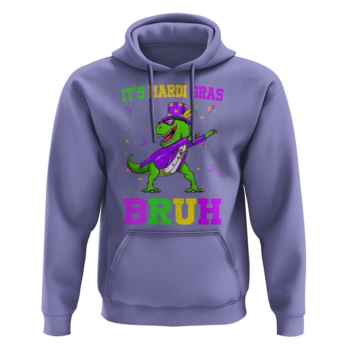 Bruh Mardi Gras Hoodie Dinosaur Meme New Orleans Party Custume Beads - Wonder Print Shop
