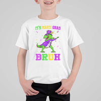 Bruh Mardi Gras T Shirt For Kid Dinosaur Meme New Orleans Party Custume Beads - Wonder Print Shop