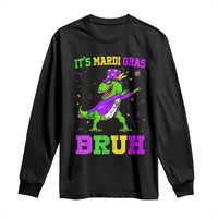 Bruh Mardi Gras Long Sleeve Shirt Dinosaur Meme New Orleans Party Custume Beads - Wonder Print Shop