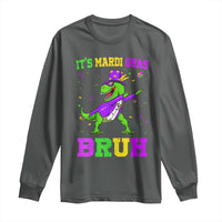 Bruh Mardi Gras Long Sleeve Shirt Dinosaur Meme New Orleans Party Custume Beads - Wonder Print Shop