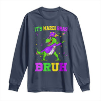 Bruh Mardi Gras Long Sleeve Shirt Dinosaur Meme New Orleans Party Custume Beads - Wonder Print Shop