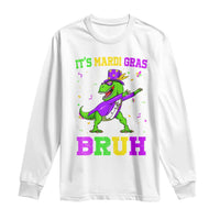 Bruh Mardi Gras Long Sleeve Shirt Dinosaur Meme New Orleans Party Custume Beads - Wonder Print Shop