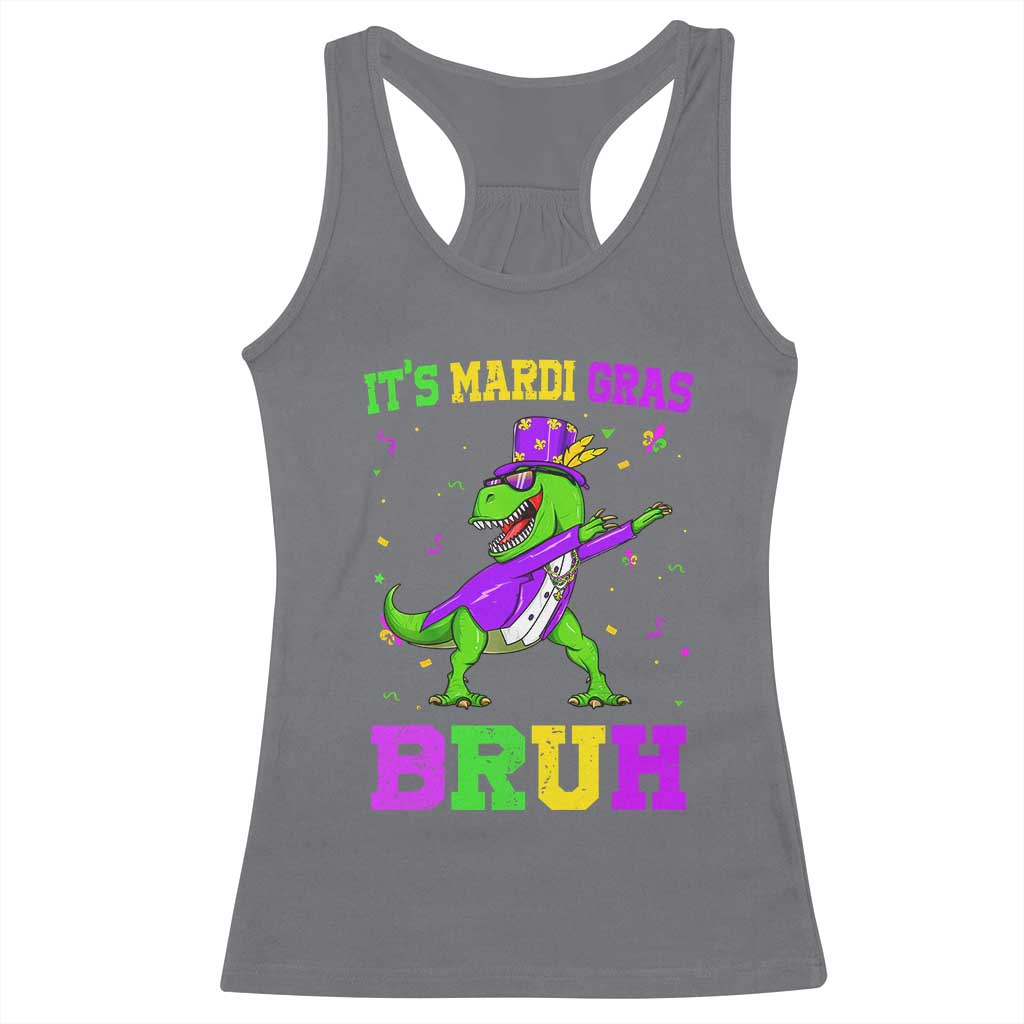 Bruh Mardi Gras Racerback Tank Top Dinosaur Meme New Orleans Party Custume Beads - Wonder Print Shop