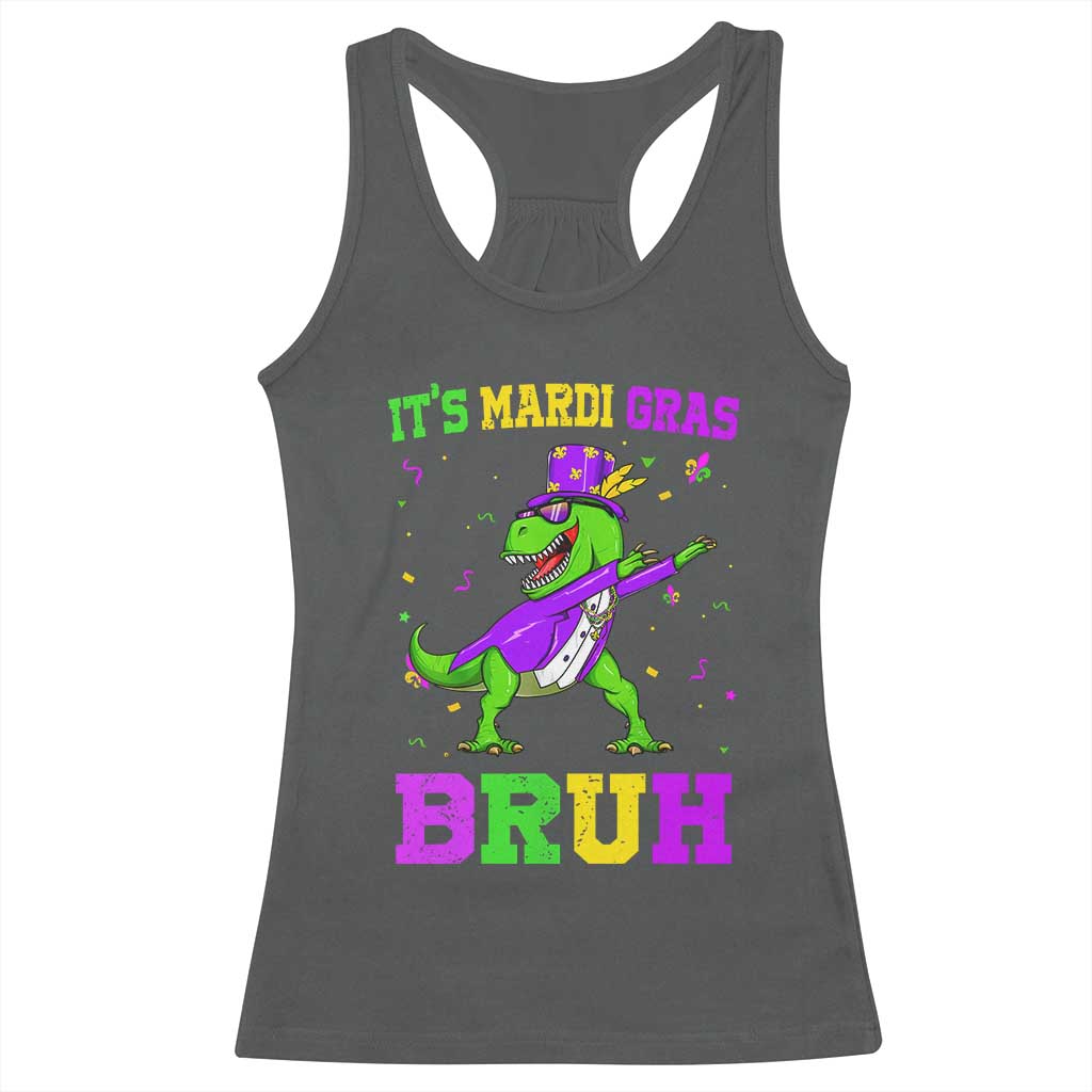 Bruh Mardi Gras Racerback Tank Top Dinosaur Meme New Orleans Party Custume Beads - Wonder Print Shop