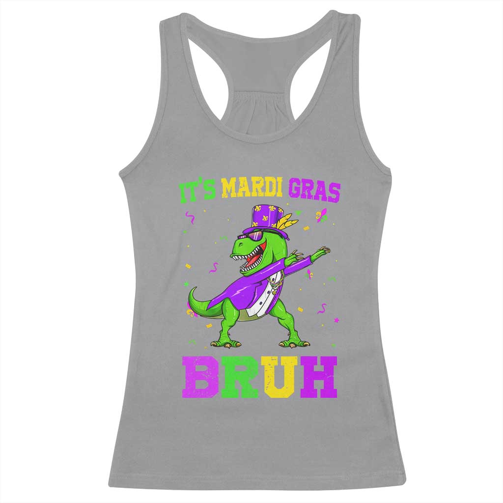 Bruh Mardi Gras Racerback Tank Top Dinosaur Meme New Orleans Party Custume Beads - Wonder Print Shop
