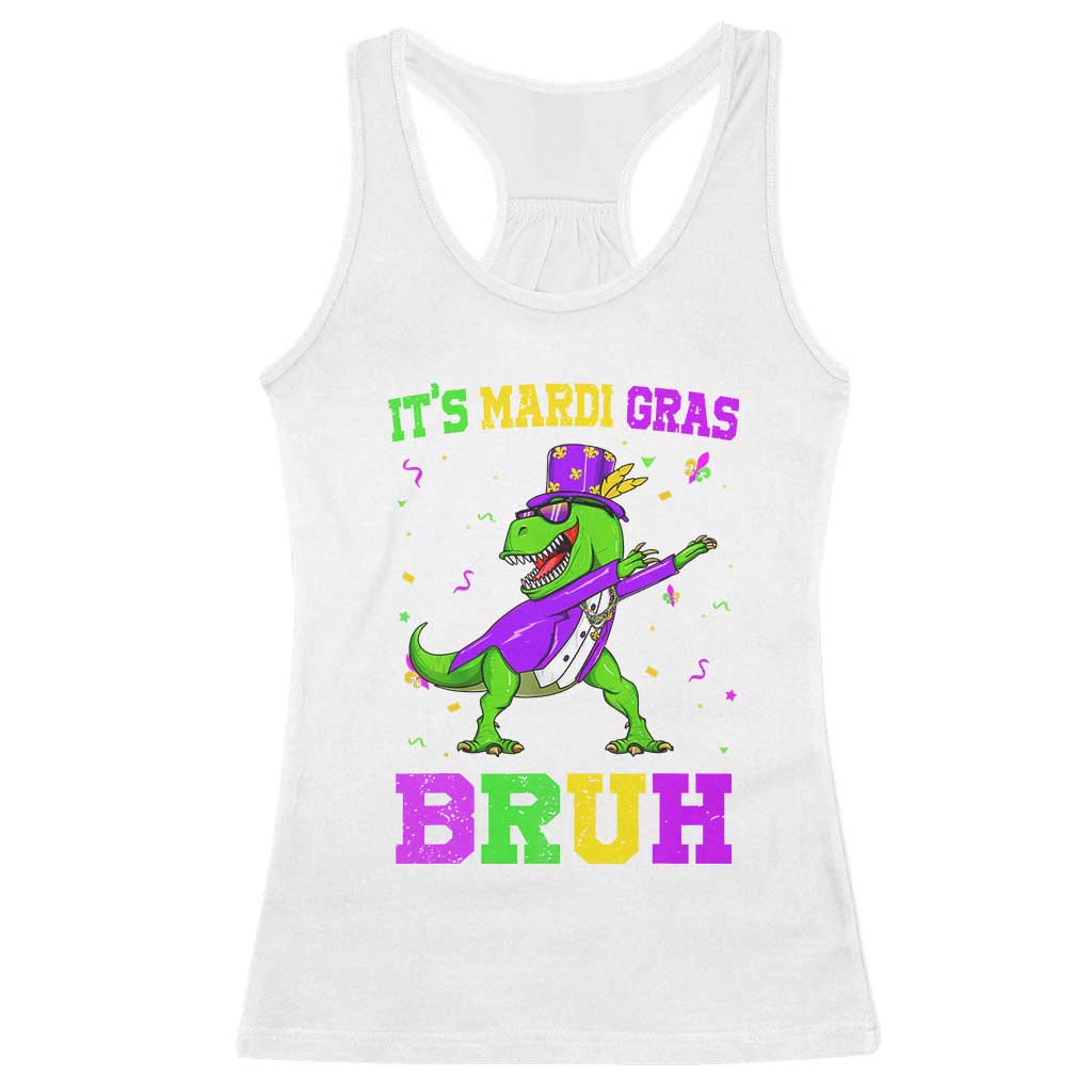 Bruh Mardi Gras Racerback Tank Top Dinosaur Meme New Orleans Party Custume Beads - Wonder Print Shop