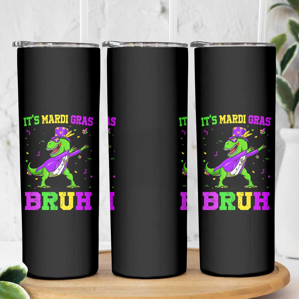 Bruh Mardi Gras Skinny Tumbler Dinosaur Meme New Orleans Party Custume Beads - Wonder Print Shop