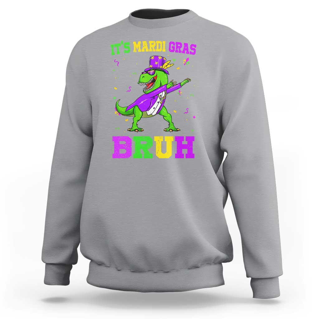 Bruh Mardi Gras Sweatshirt Dinosaur Meme New Orleans Party Custume Beads - Wonder Print Shop