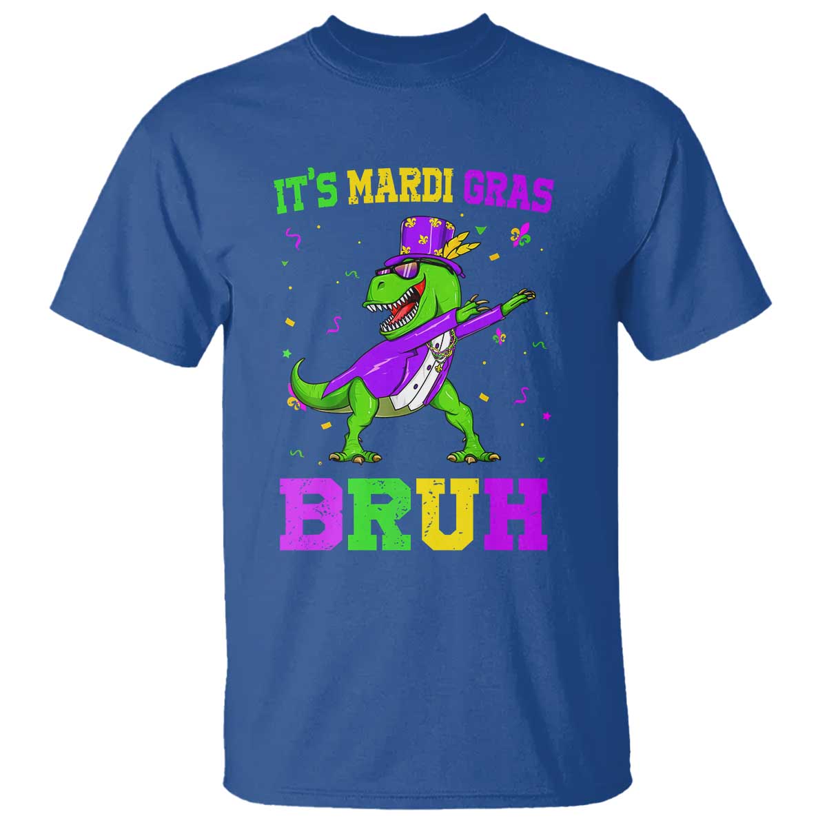 Bruh Mardi Gras T Shirt Dinosaur Meme New Orleans Party Custume Beads - Wonder Print Shop