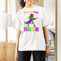 Bruh Mardi Gras T Shirt For Women Dinosaur Meme New Orleans Party Custume Beads - Wonder Print Shop