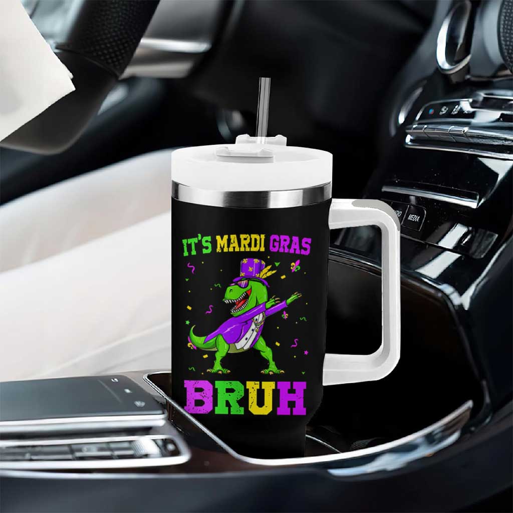 Bruh Mardi Gras Tumbler With Handle Dinosaur Meme New Orleans Party Custume Beads - Wonder Print Shop