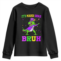 Bruh Mardi Gras Youth Sweatshirt Dinosaur Meme New Orleans Party Custume Beads - Wonder Print Shop