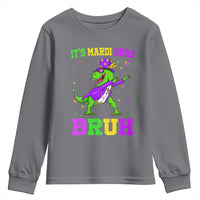 Bruh Mardi Gras Youth Sweatshirt Dinosaur Meme New Orleans Party Custume Beads - Wonder Print Shop