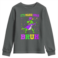 Bruh Mardi Gras Youth Sweatshirt Dinosaur Meme New Orleans Party Custume Beads - Wonder Print Shop
