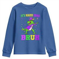 Bruh Mardi Gras Youth Sweatshirt Dinosaur Meme New Orleans Party Custume Beads - Wonder Print Shop