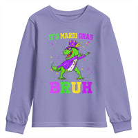 Bruh Mardi Gras Youth Sweatshirt Dinosaur Meme New Orleans Party Custume Beads - Wonder Print Shop