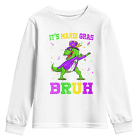 Bruh Mardi Gras Youth Sweatshirt Dinosaur Meme New Orleans Party Custume Beads - Wonder Print Shop