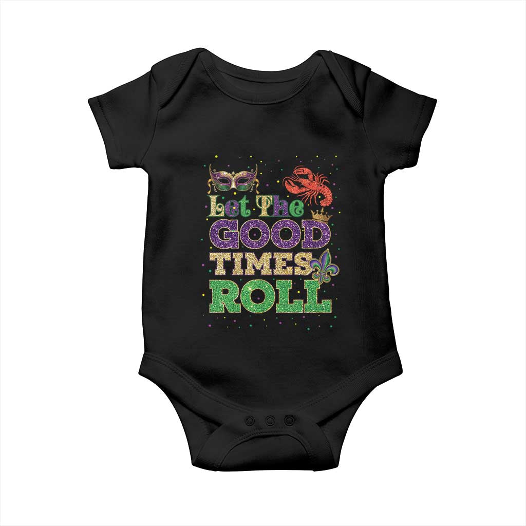 Mardi Gras Baby Onesie Let The Good Times Roll Glitter Print